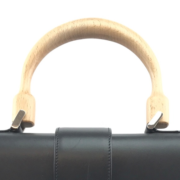 Saigon Mm Top Handle Flap Kelly-style Wood Satchel - Picture 3 of 8
